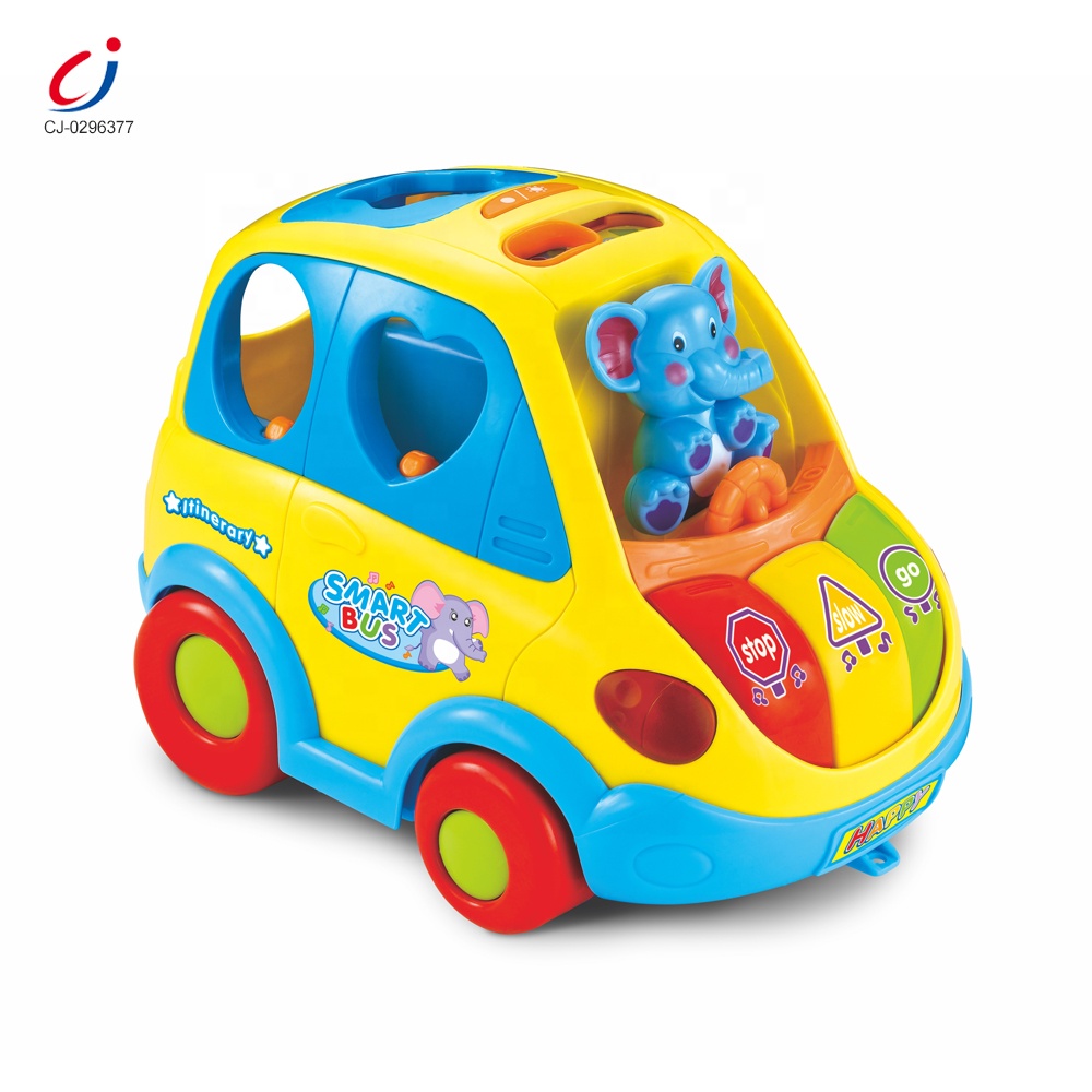 Early educational baby electric smart musical light kids diy plastic building block bus