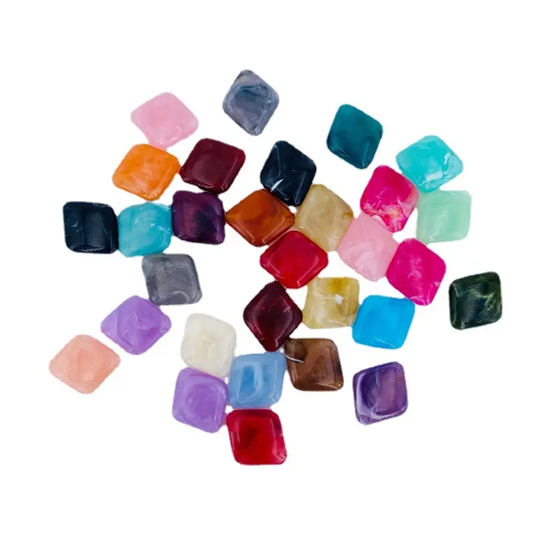 Hot Sell Watercolor Acrylic Square Polished Garment Beads for Clothing Accessories