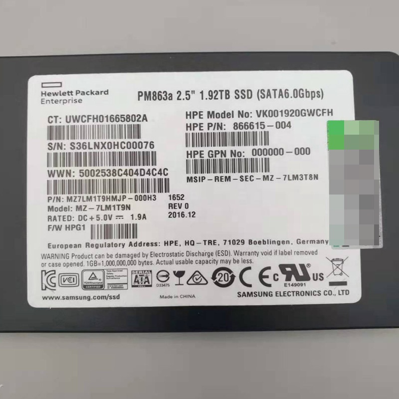 Оригинал 1,92 ТБ SATA 6G RI SFF SC DS корпоративный класс сервер SSD ProLiant Gen8/9/10 SSD 868826-B21