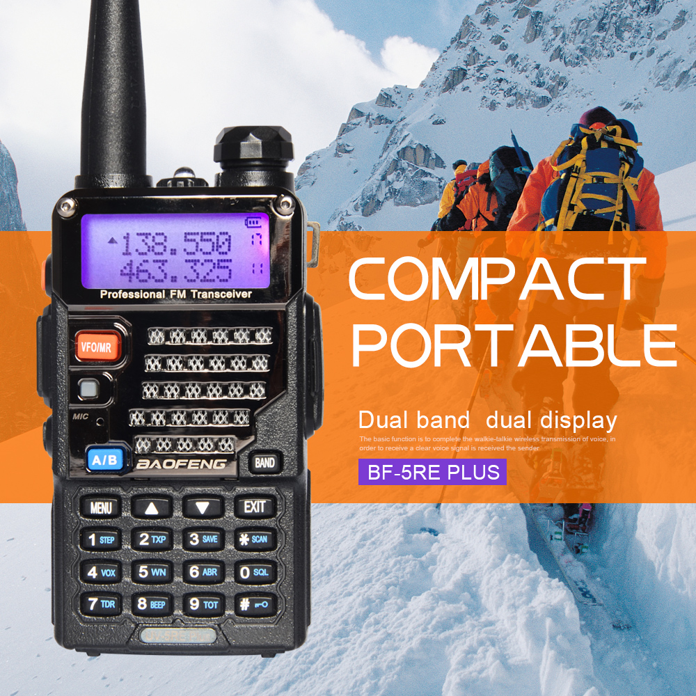 BaoFeng UV-5RE плюс иди и болтай Walkie Talkie “иди и 5 Вт портативная рация радиолюбителей UHF VHF CB радио UV-5RE плюс