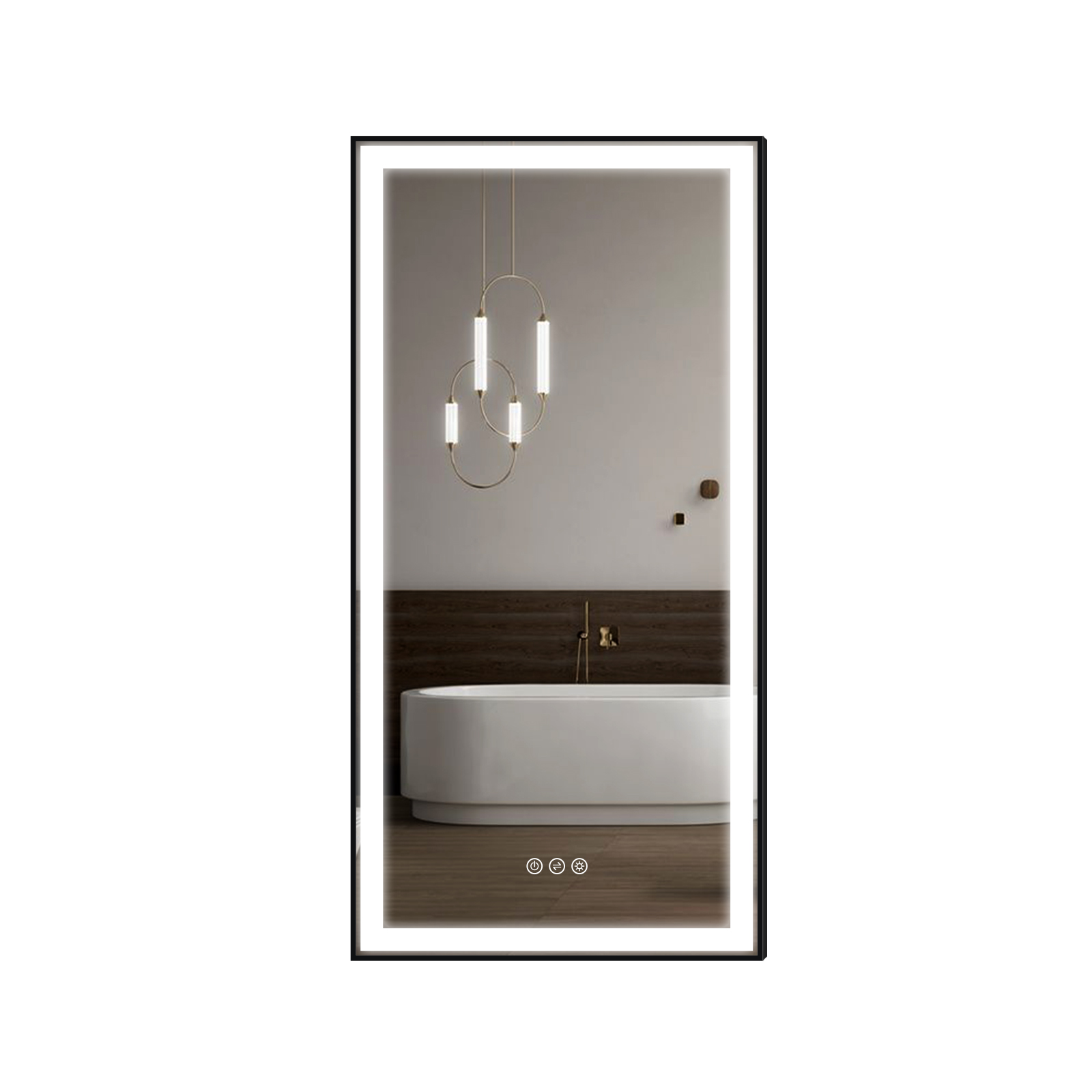 MC18366500KTSD Анти-туман алюминиевая рамка в матовый черный умный сенсорный светодиодный Зеркало для ванной комнаты