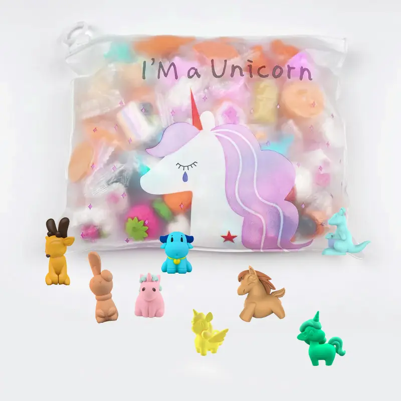 Mini Custom Rubber Fancy Cute 3D promotion Children Funny 3D Animal for Kids Gift 60pcs pack 3D animal puzzle eraser