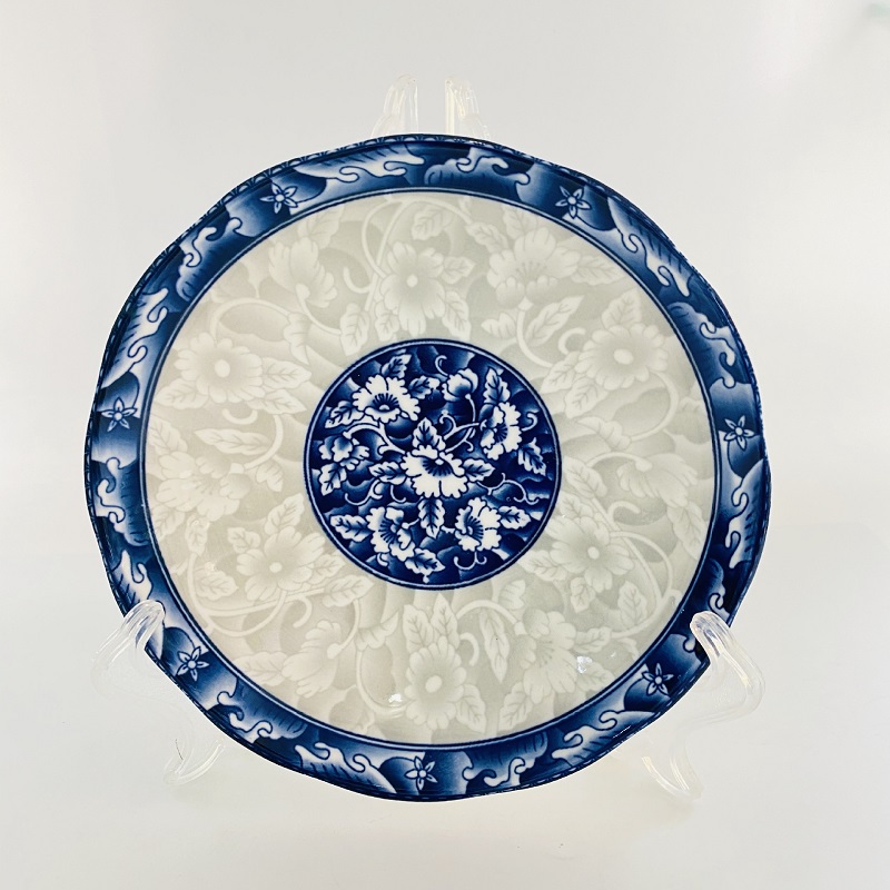 Blue and white porcelain household dishes & plates round white ceramic plates melamine plates