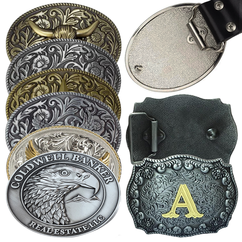 Belt Buckle Custom Manufacturer 3D Gold Brass Emboss Luxury Cowboy Men Western Logo Metal Custom Belt Buckle For Men