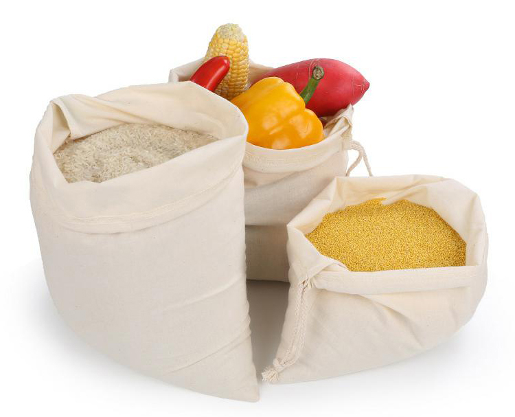 Stitched Seams Machine Washable Shopping Bag Vegetable Reusable Produce Bags With Drawstring Toggle