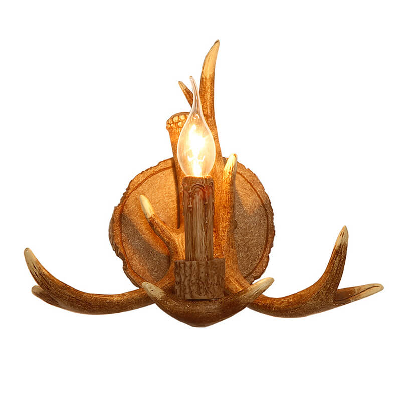 Modern Antler Wall Lamp Vintage Industrial Resin Antler Glass Sconce Wall Light for Bedroom Living Room