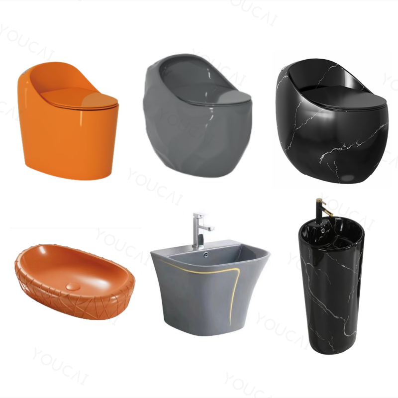 Egg Toilet Bathroom Toilet and Basin Suit Wholesale Water Closet Quality Price Color Toilet Basin Set