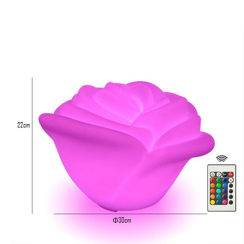 RGB Color Changing PE Plastic Waterproof Rechargeable Glowing LED Rose Shaped lamp