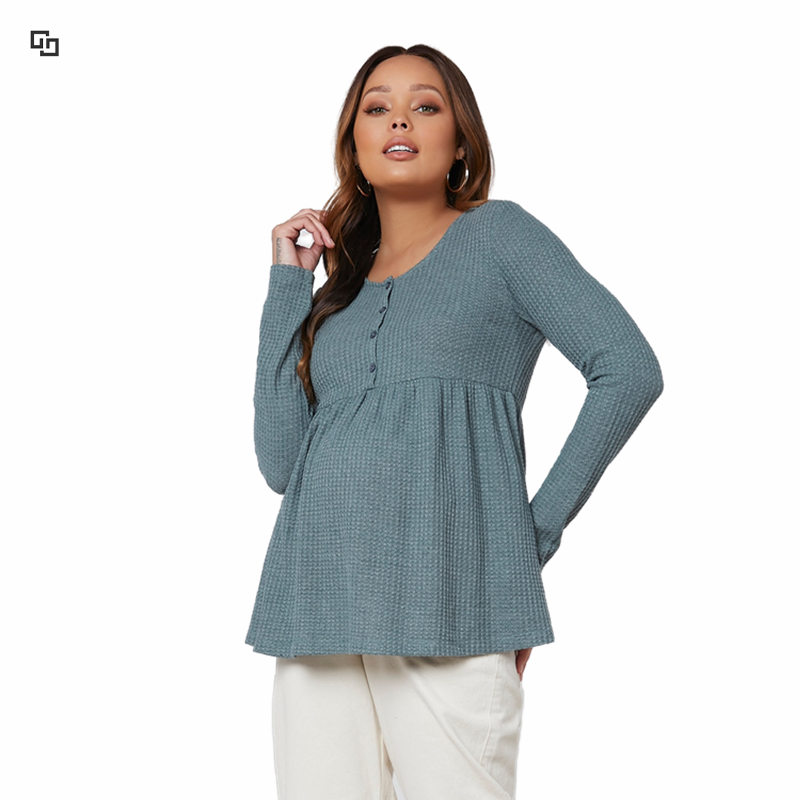 New products pregnent round neck button convenient top women OEM custom size spring summer maternity breathable knitted clothing