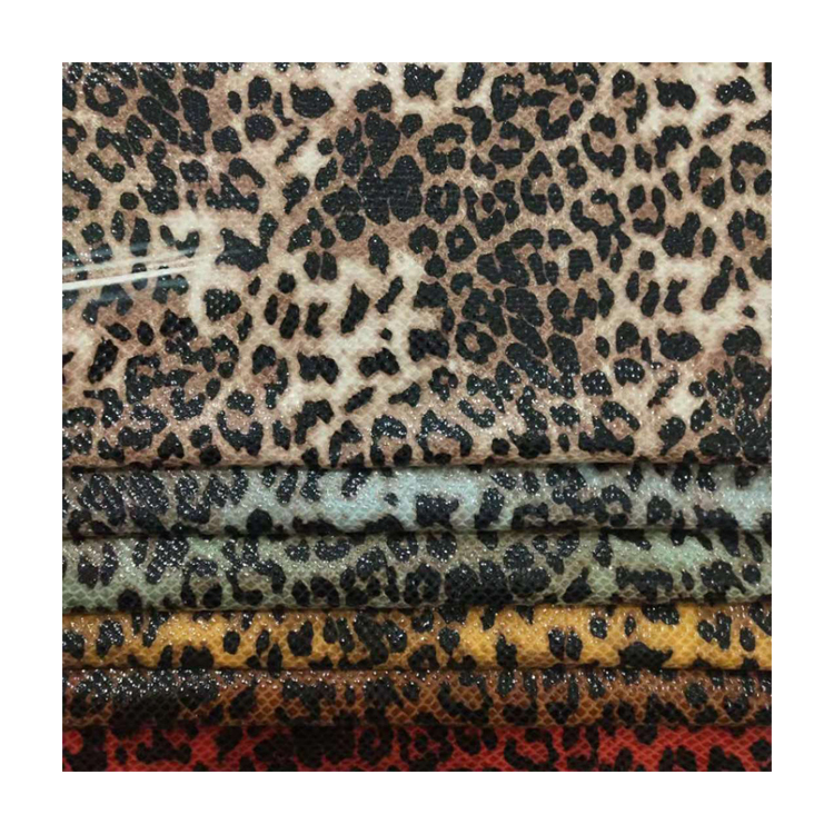 Factory Supply Can Be Customized Leopard Pattern Foil Printing Spandex Suede Faux Pu Leather Fabric For Pants Coat Women Jacket