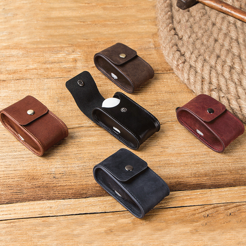 OEM Private Label wholesale crazy horse Italian genuine leather cover for Surface earbuds leather case