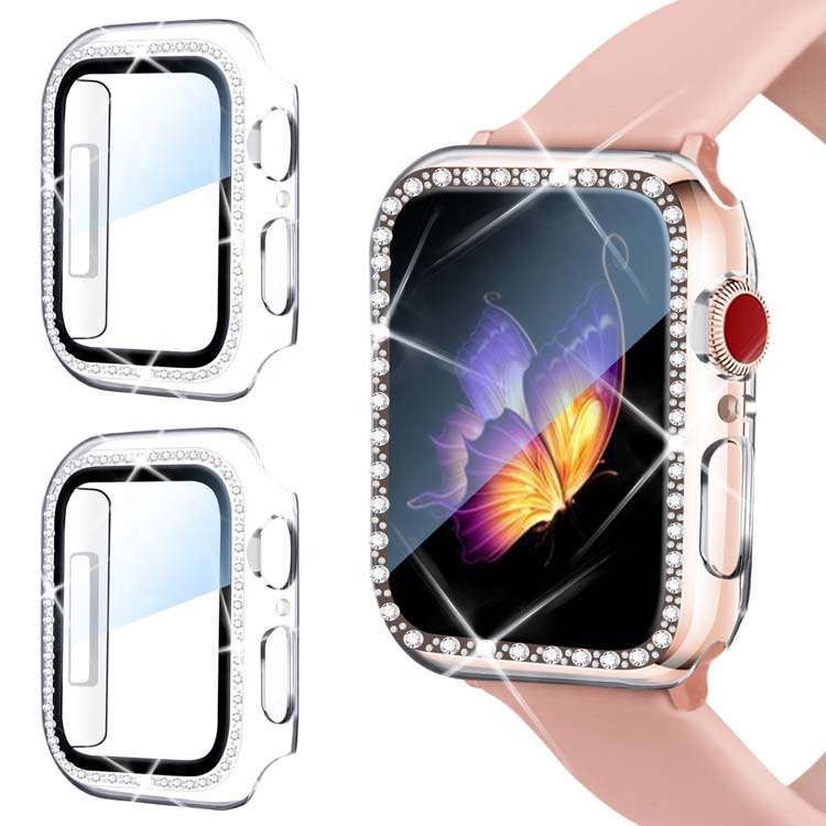 Блестящий бампер для Apple watch 44 мм 40 мм, чехол для часов 42 мм 38 мм, Алмазная Защитная крышка для часов серии 5 4 3, аксессуары