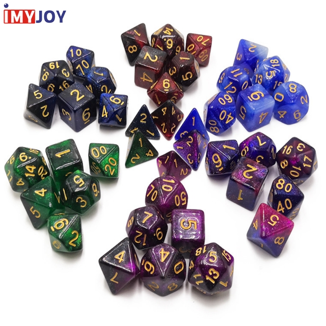 Amazon Горячая продажа звездное небо игральные кости настольная игра бар игральные кости семь капсул цвет на заказ игральные кости шейкер
