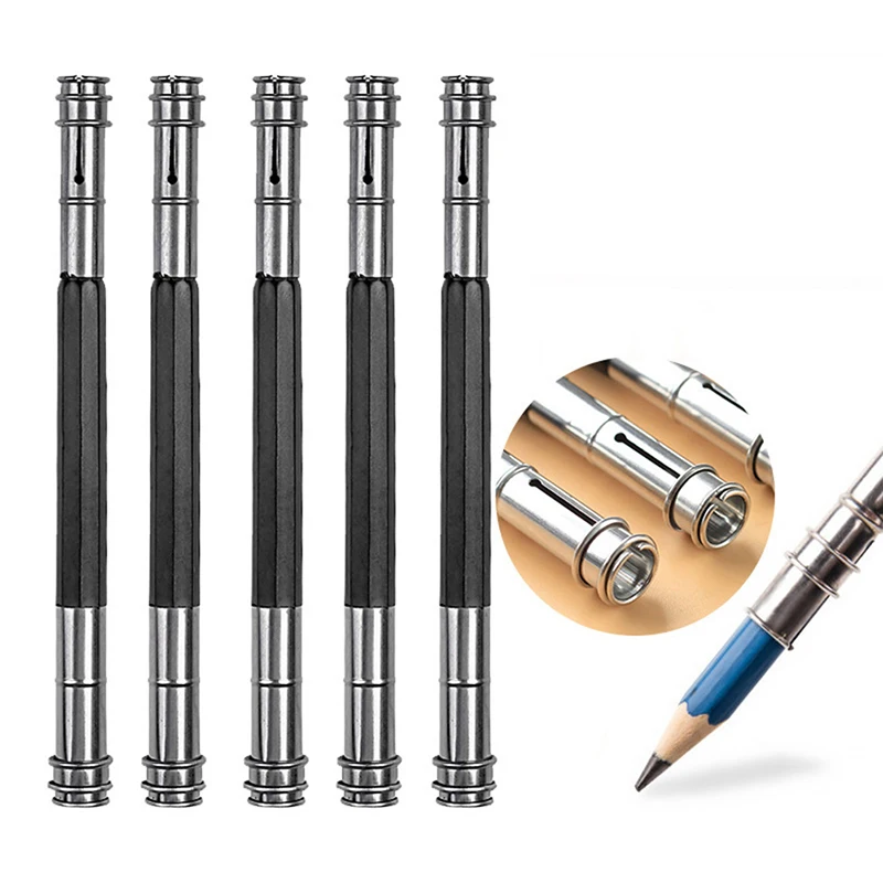 Adjustable Dual Head Pencil Extender Holder Sketch School Office Art Write Tool