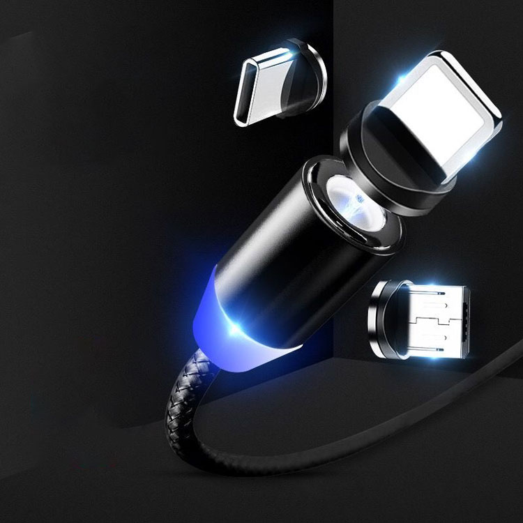 Нейлоновая оплетка прочный безопасный 360 градусов usb Быстрая зарядка 3 в 1 Магнитный кабель для передачи данных телефона