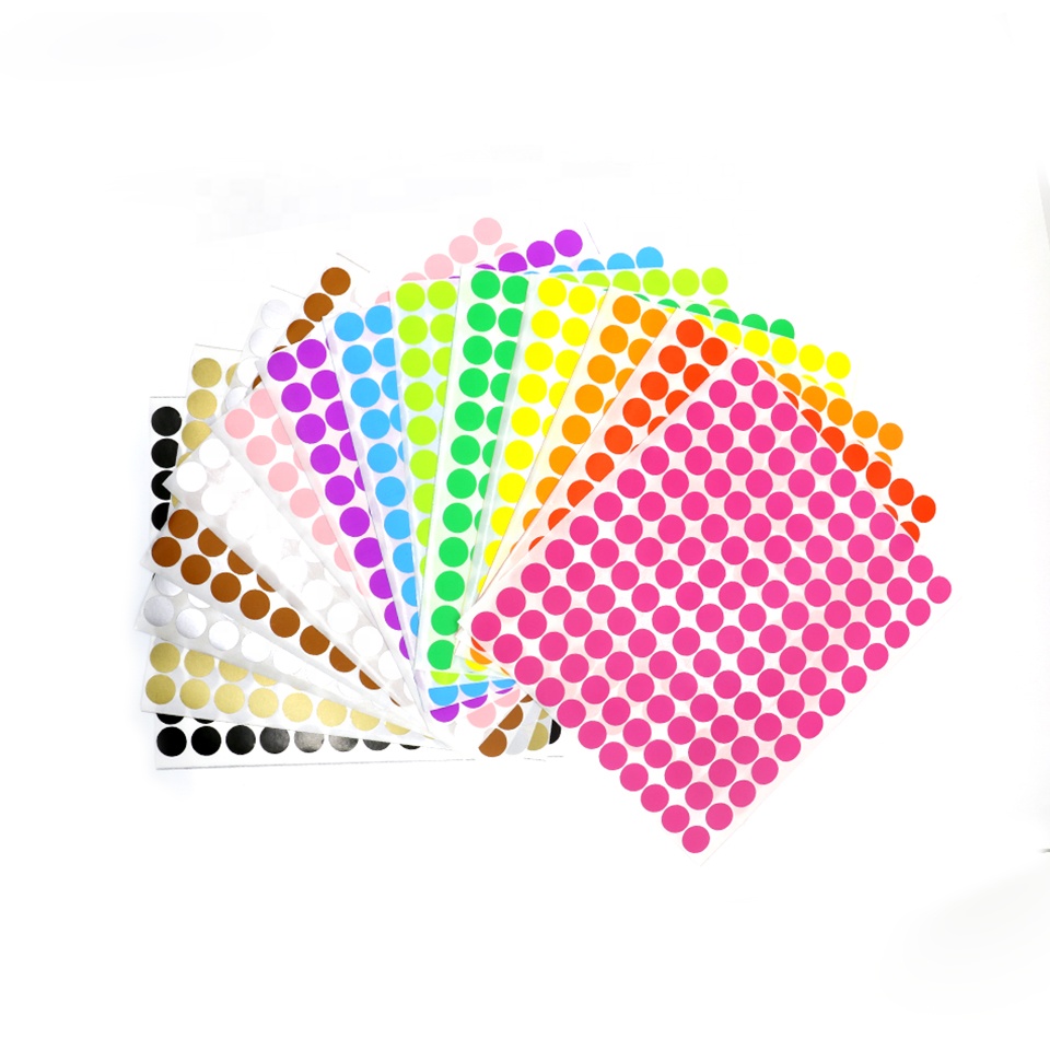 Waterproof Adhesive Sticker Coloured round Labels for Sorting Marking RTS for Shipping Use Made from Durable Paper