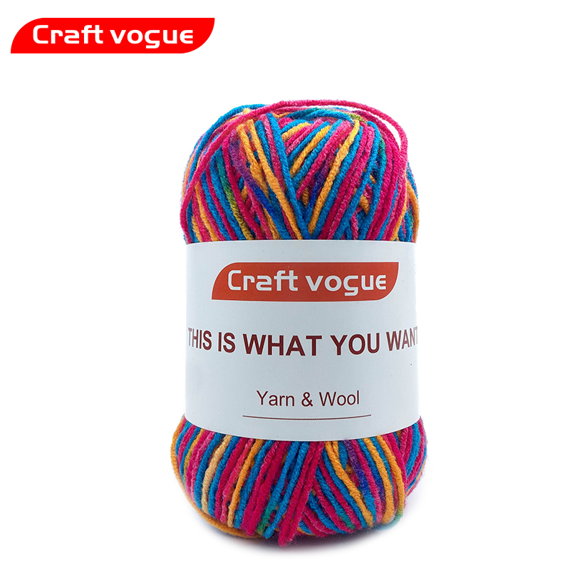 Craft Vogue free samples crocheting worsted high bulk fancy dye 3ply 100% acrylic melange yarn for sock