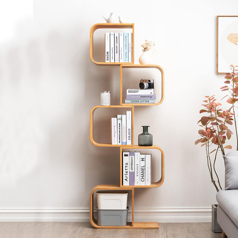 5 tier "s" shape Fashion bamboo living room bedroom decrotive bamboo bookself