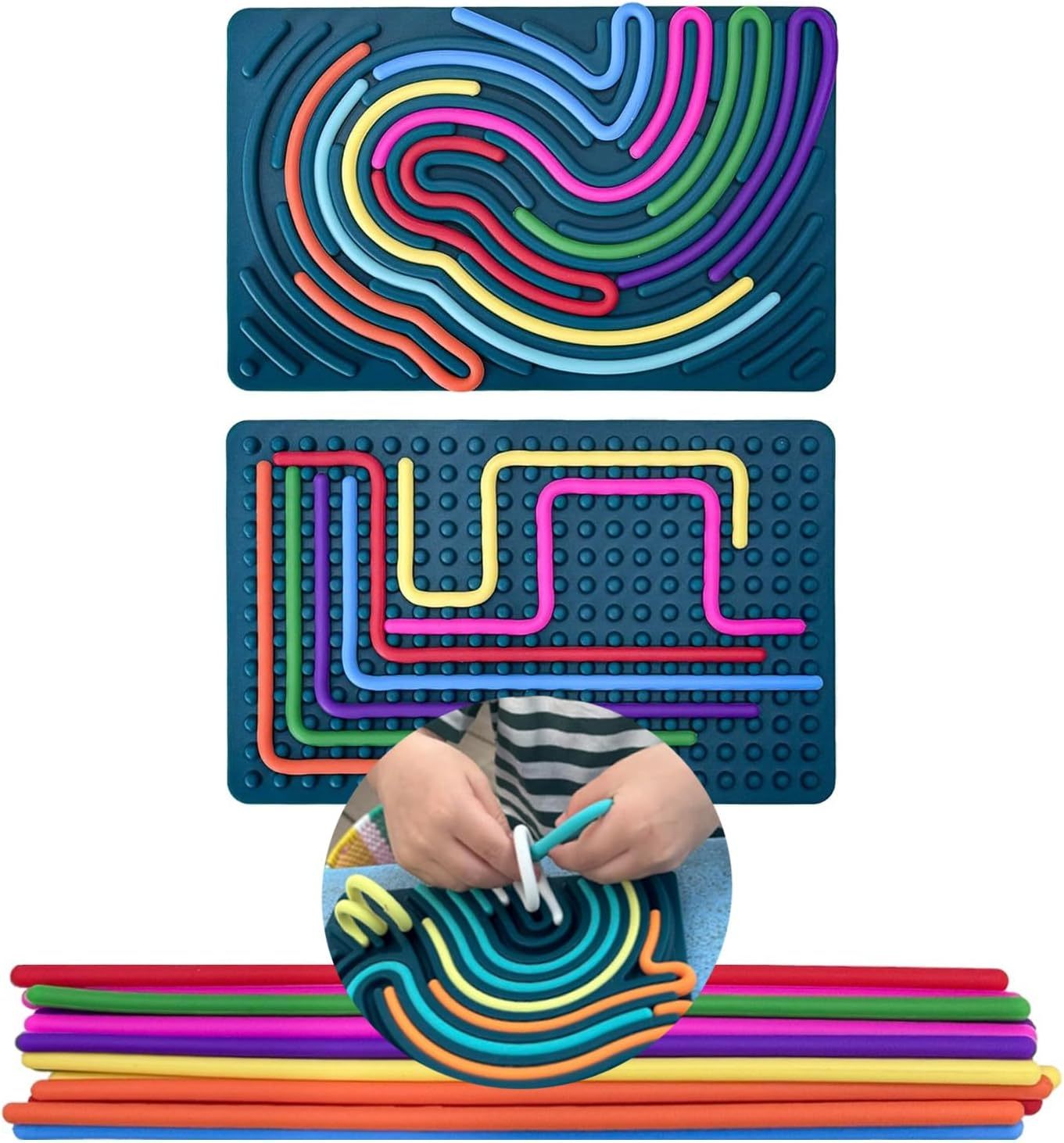Food Grade Sensory Board Sensory Fidget Toys with Portable Storage Bag& Strings