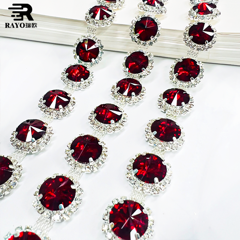 Crystal Glass Cup Chain Rhinestone Trimming Roll Strips Flatback Mental Base Sew-On Bags Clothing Decorations Applique Technique