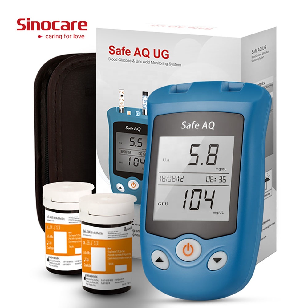 Sinocare безопасная, из натуральной кожи, UG, глюкометр для измерения уровня сахара в мочевой кислоты тест-комплект, для измерения уровня глюкозы в крови мочевой полоски для диабета подагры для беременных