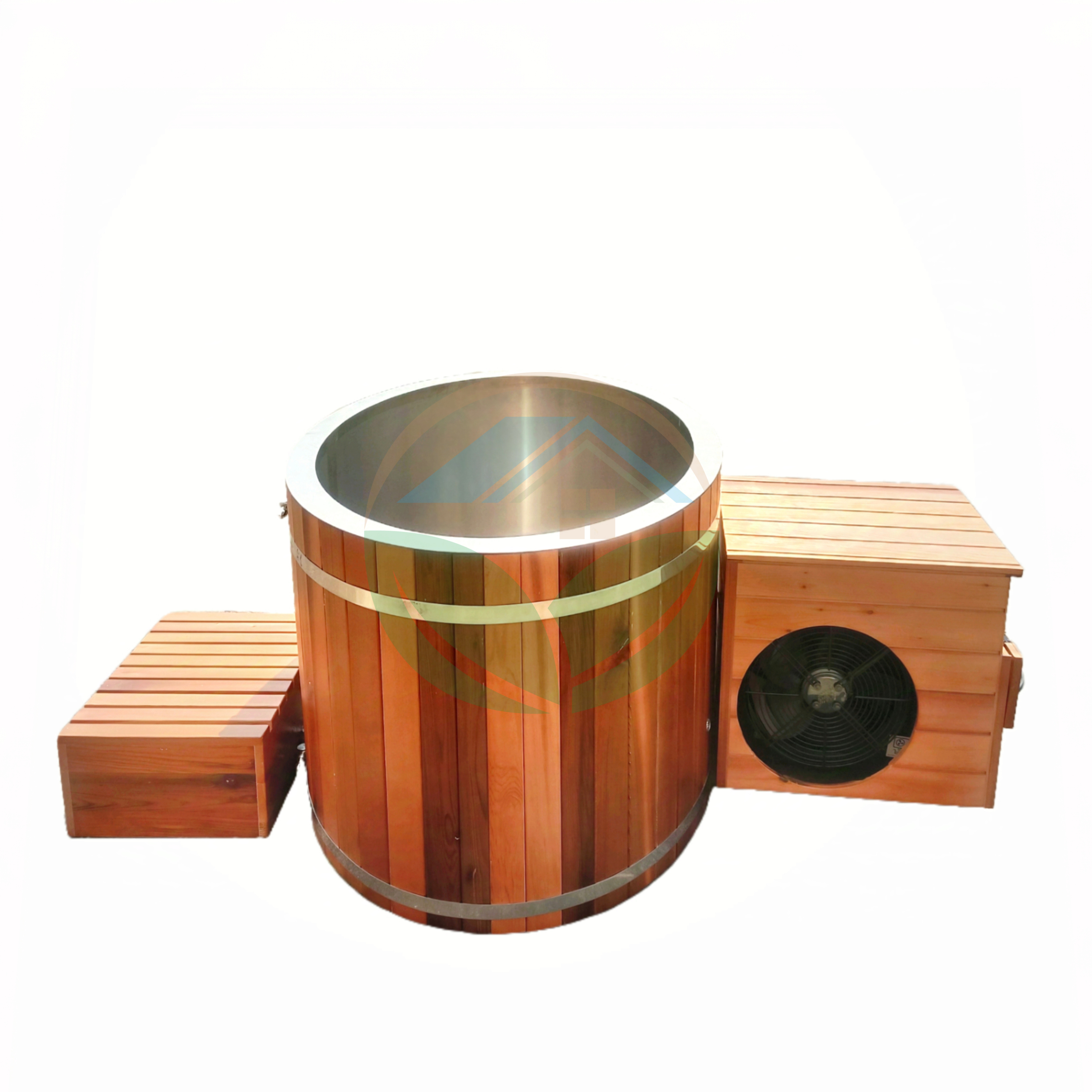 Modern New Wooden Cold Plunge Spa Tub with Ozone Generator for Hotels Outdoor Gyms Featuring Whirlpool Functionality