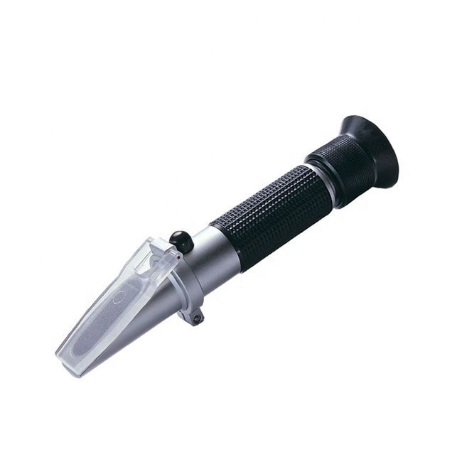 wholesale OEM hand held metal fruit cutting fluid milk tea test brix refractometer with 0-80% test range