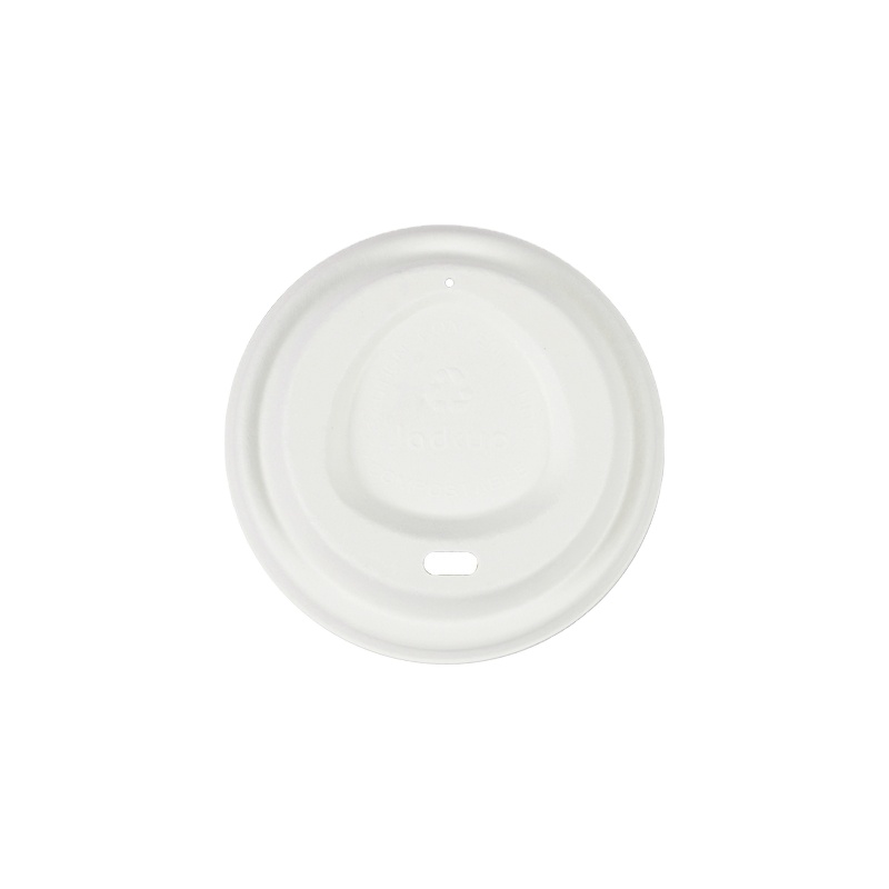 coffee cup lid flat compostable cold drink bamboo pulp paper Black Coffee emboss logo