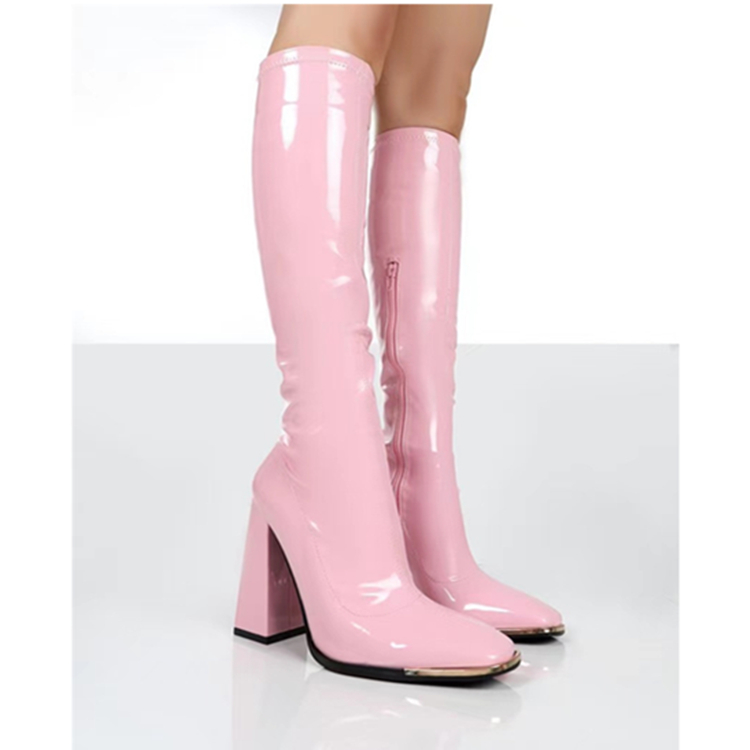 Women's Knee High Boots high heels Warm Winter Boots with Side Zipper Chunky Heel boots for women and ladies