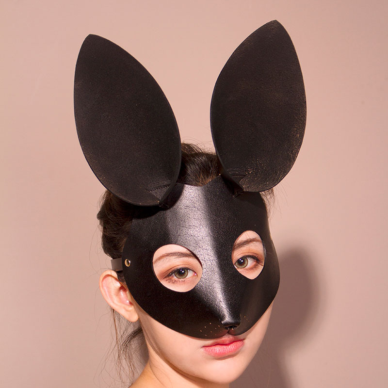 Bdsm Bondage Fetish Bunny Genuine Leather Blindfold Bdsm Hoods Sex Toy Rabbit Sexy Maske Bondage Sex Products Sm Jouets Sexuels