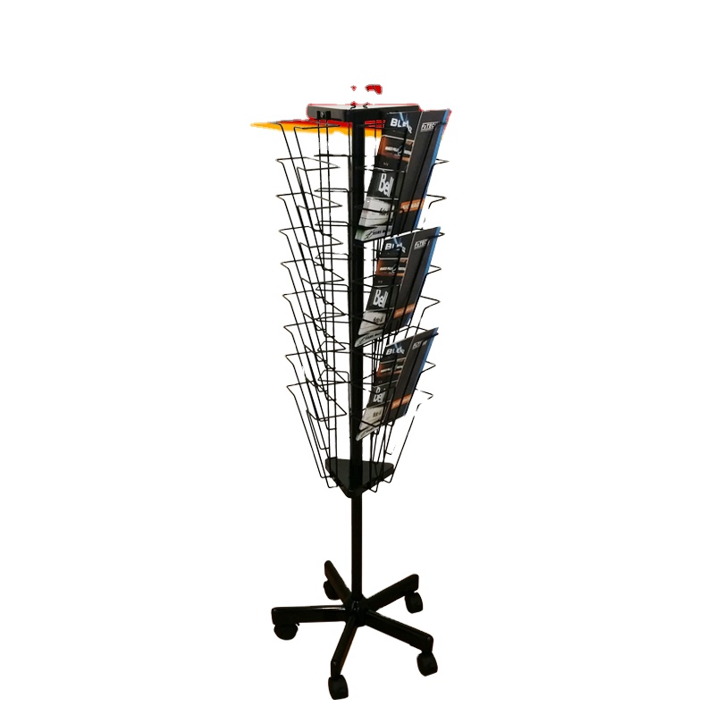 Movable Magazine Brochure Stand Newspaper Rolling Rack Office Exhibition Shelf