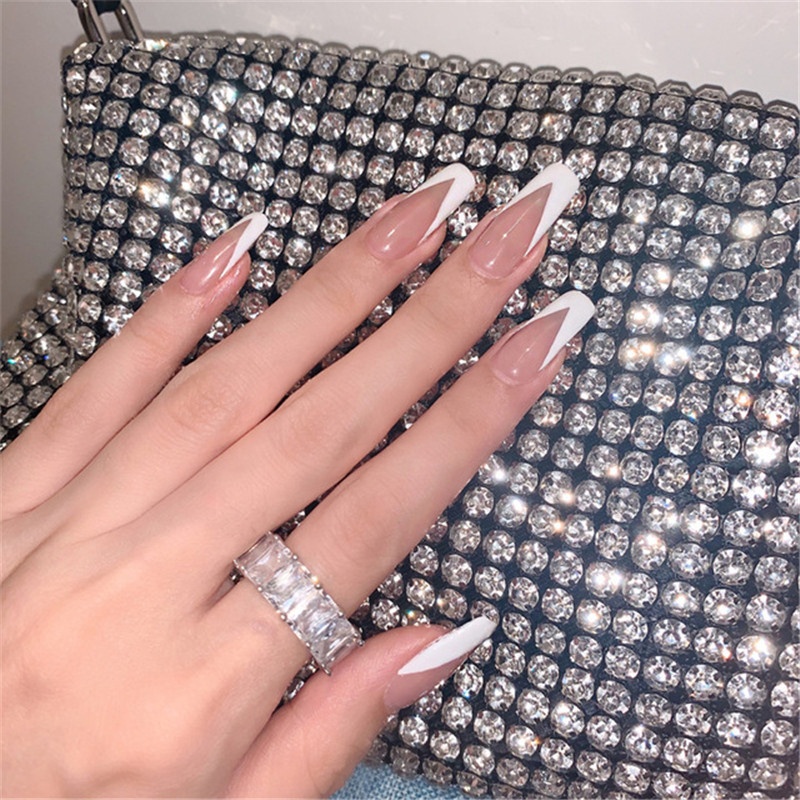Many models finger full cover dashing diva white decoration press on nails press on nail supplies
