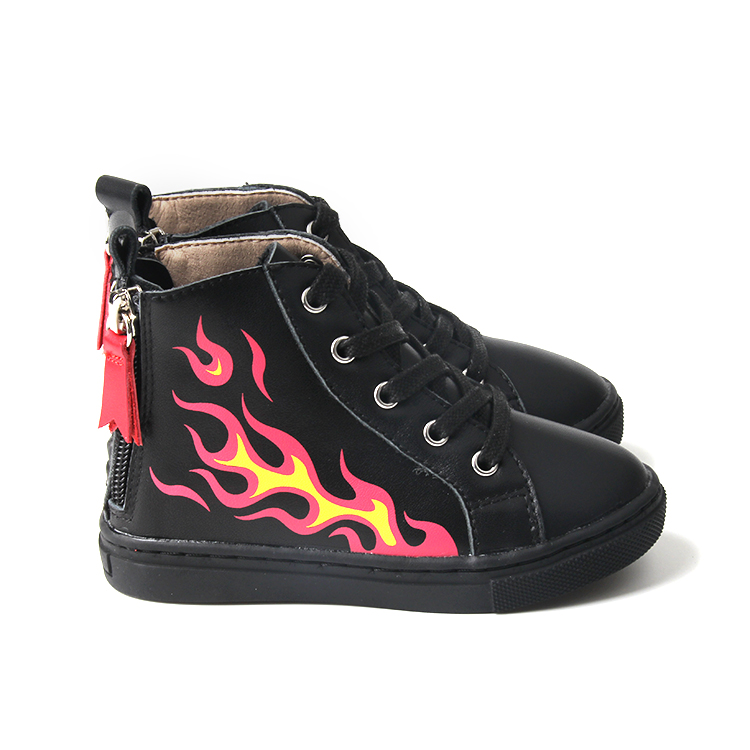 2021 Custom Printing Genuine Leather New Fashion Kids Booties Shoes In Hard Rubber Sole For Outdoor