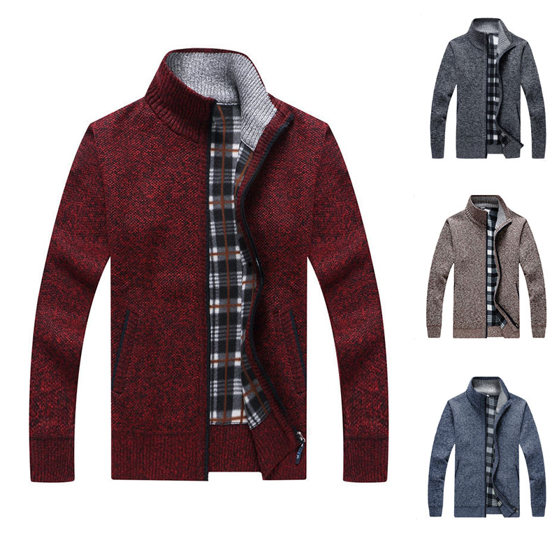 2021 New Trendy Knitted Cashmere Hombre Plus Size Casual Autumn Winter Jacket Men Cardigans Zip Up Sweatshirt Sweaters Jackets