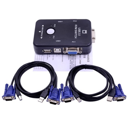 2 порта USB 2,0 KVM переключатель 1920*1440 VGA SVGA переключатель разделитель коробка + 2 кабеля для клавиатуры мыши монитора адаптер