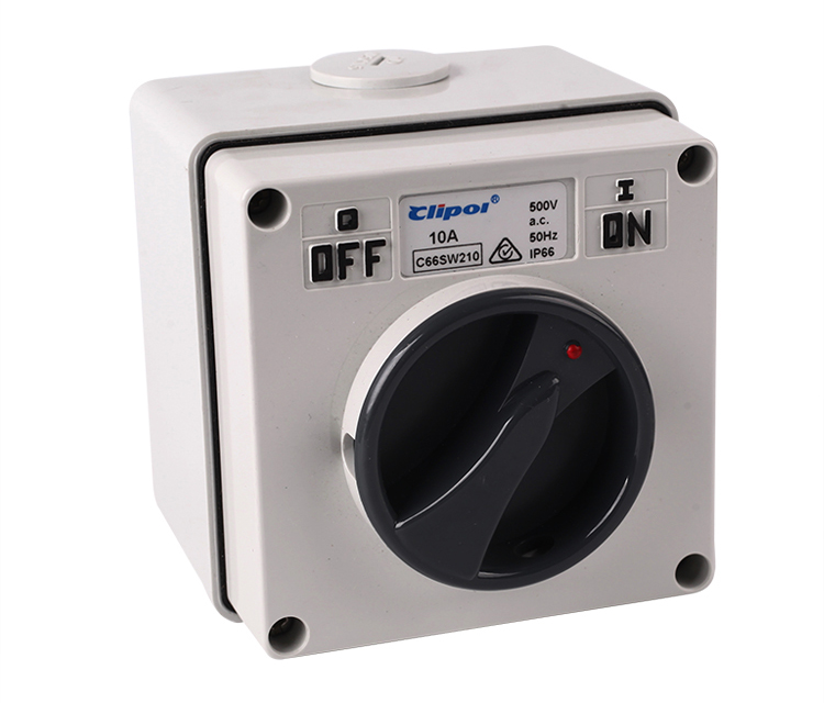 AS/NZS Industrial IP66 double pole weatherproof  surface switch rotary