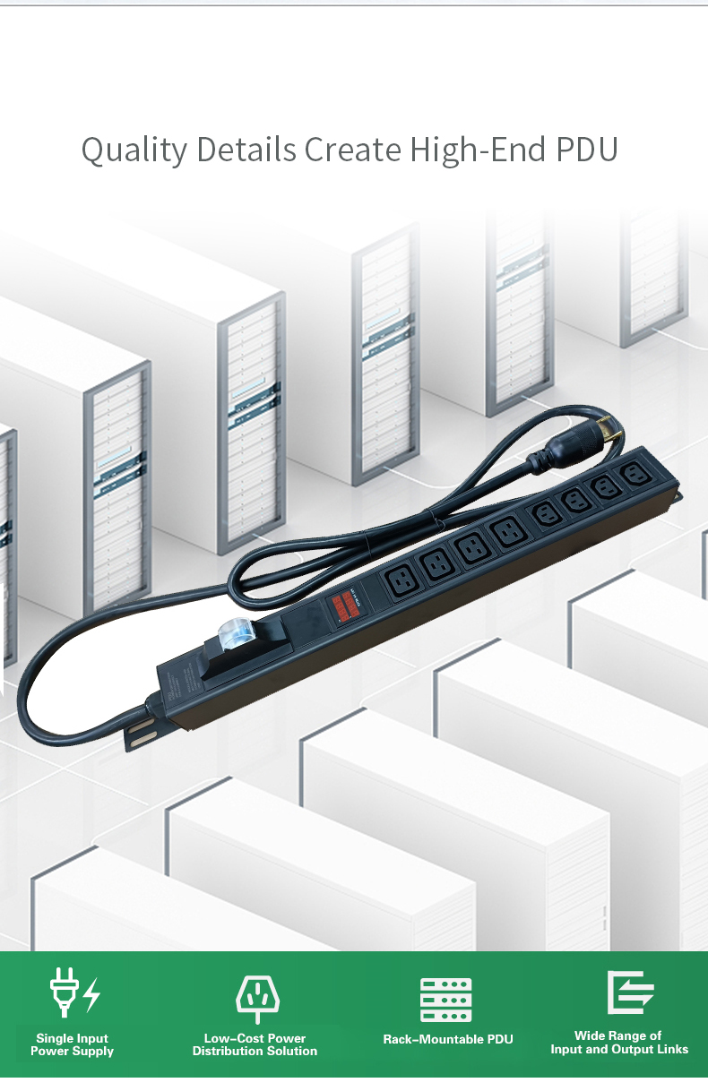 19 Inch Cabinet GPU l6 30p Nema 30 amp 240 volt  C13+C19 Outlet  high-power data centers PDU