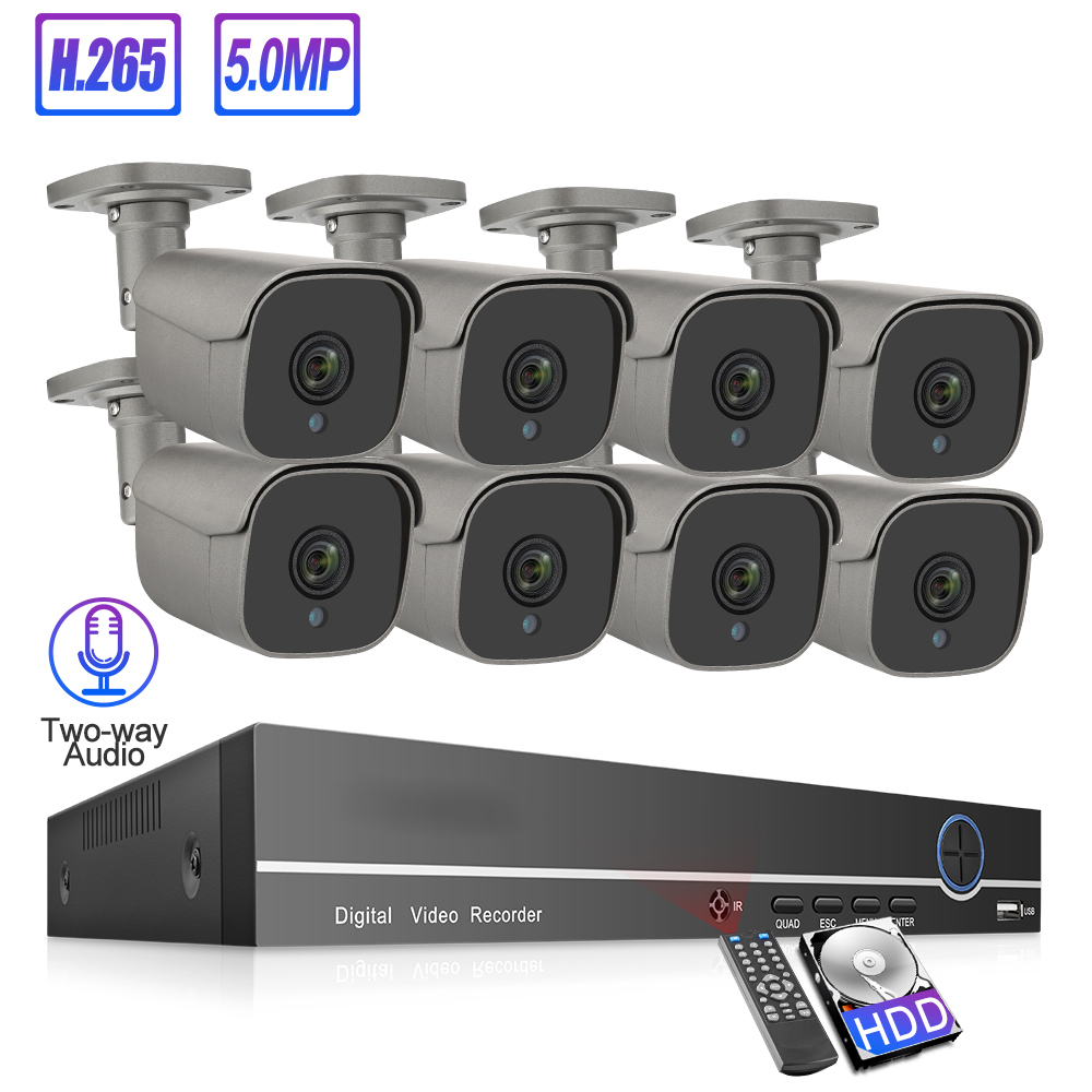 XMeye POE NVR KIT 8CH 5MP IP Security Camera System Two Way Audio Cameras AI Detection CCTV Security Set