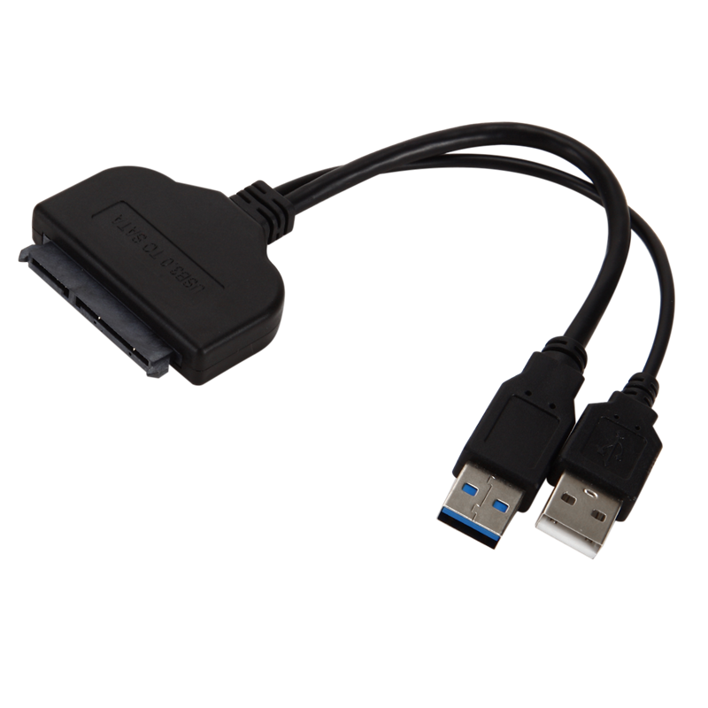 2 in 1 USB 3.0 to SATA Cable 7+15 Pin 22 Pin 2.5" Hard Disk Drive SSD Adapter Cable with External Power Port USB 3.0 To SATA