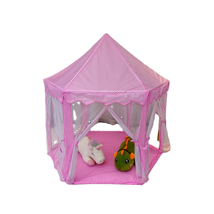 Wholesale Indoor Princess Castle Tent for Kids High Quality Polyester Soft Fabric Customizable Pink Play Game Toy Tent