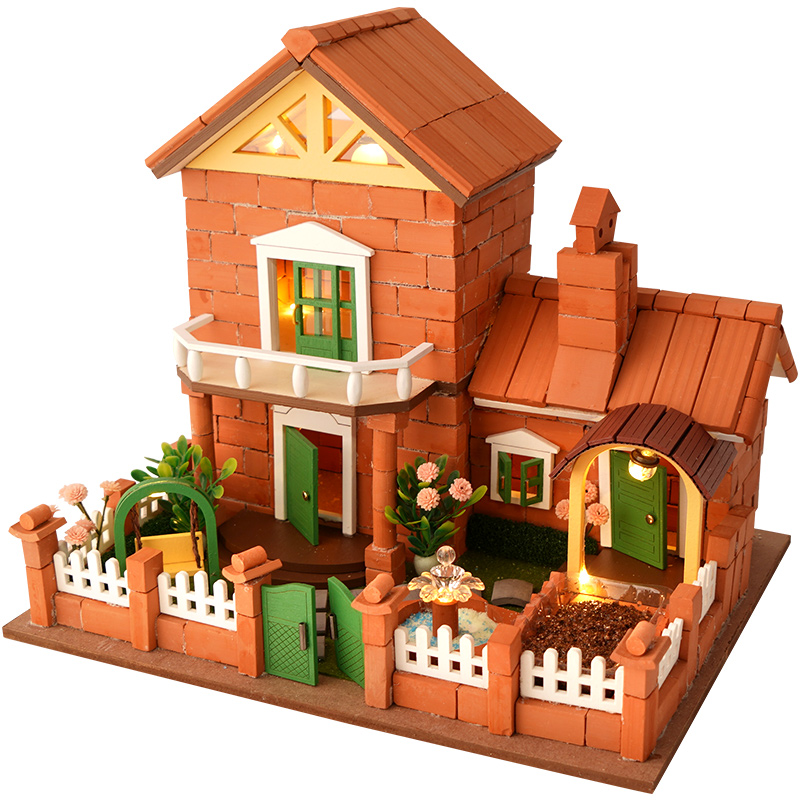 DIY Doll House Handmade Dollhouse Children Furniture Toy New Styles Of Real Bricks And Tiles