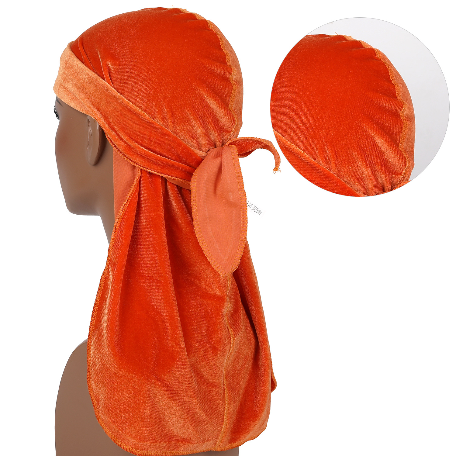 Stretchable Luxury Velvet Pirate Cap Long-Tail Headwraps for Men Women Multi Large