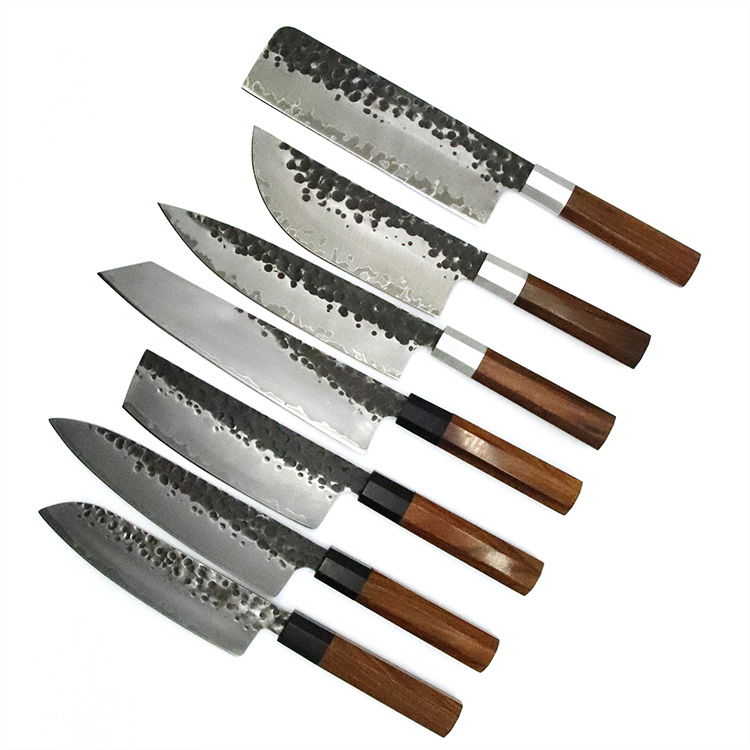 Дамасская облицовочная стальная кухонная ручка, 5 шт., AUS 10, 3 слоя, с деревянной ручкой