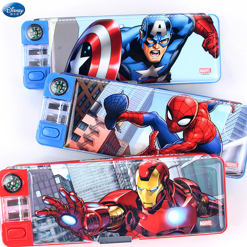 Пенал Marvel Cartoon, супергерой, Человек-паук, капитан Америка, студент, большая вместимость, высокое качество