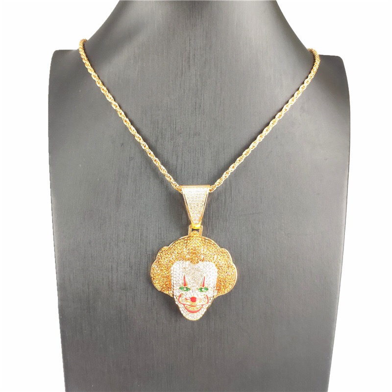 European and American fashion new hot sale alloy gold-plated funny Christmas decoration necklace clown pendant necklace