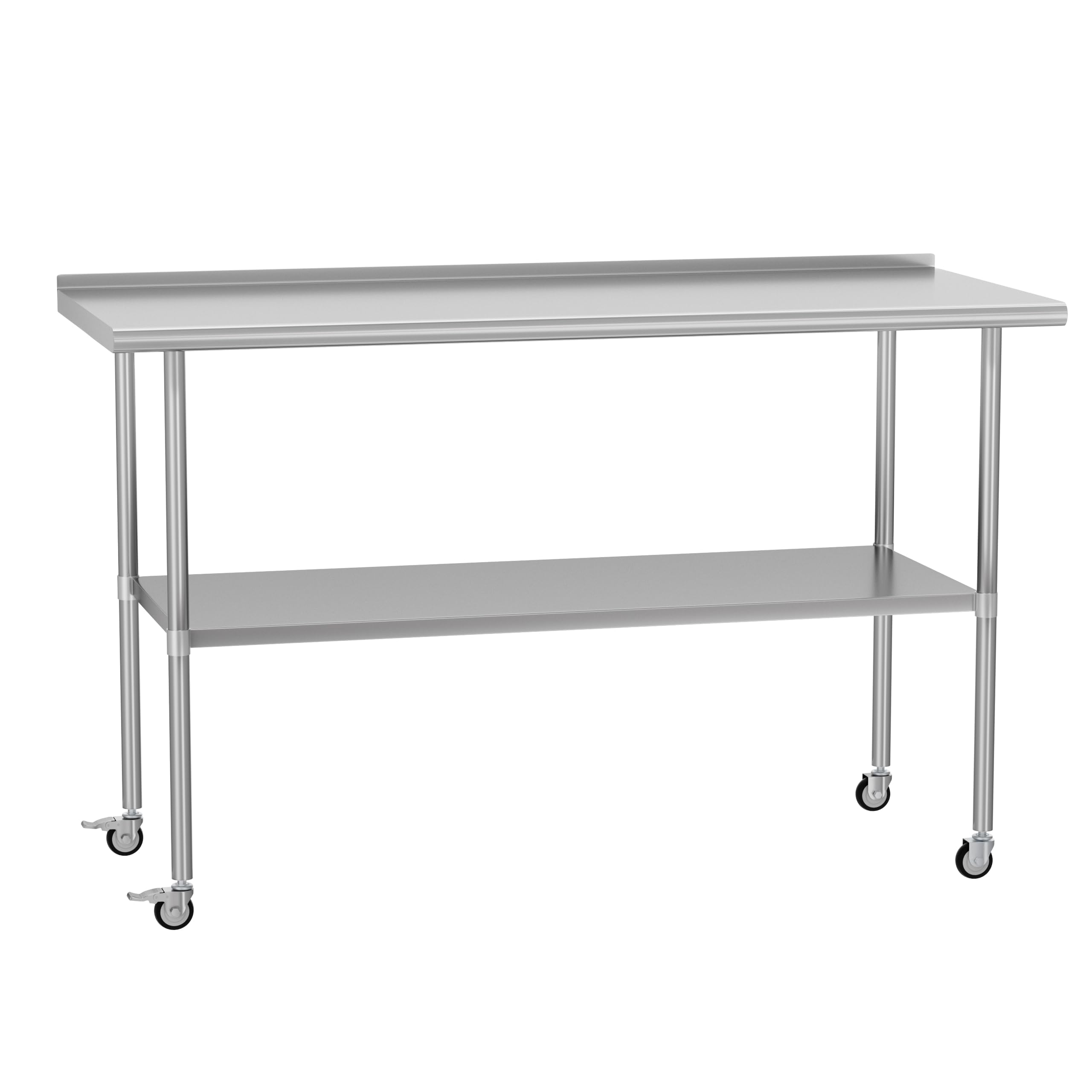 kitchen equipment commercial stainless steel kitchen utility preparation working table with backsplash with wheels