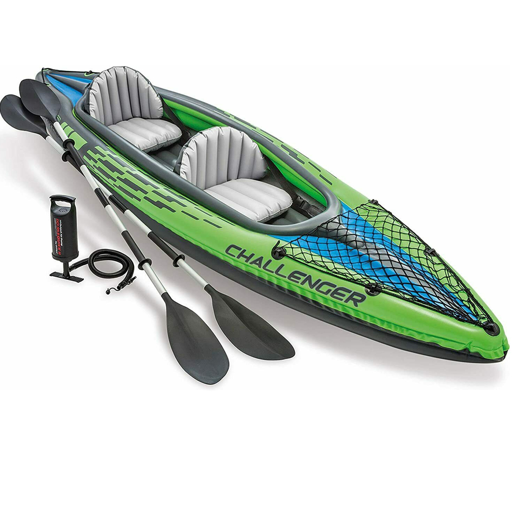 Spot goods 68306 2 Person CHALLENGER K2 Racing Double KAYAK Canoe Inflatable Rowing Boat set with pump Aluminum oar
