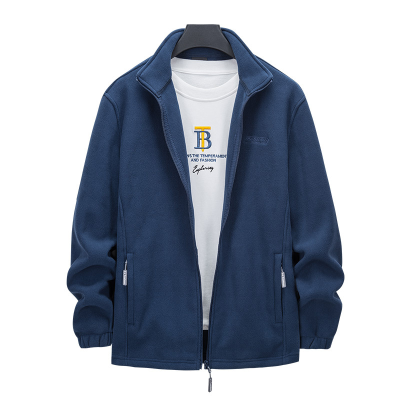 Wholesale Winter Men's Casual Polar Fleece Jacket Warm Fashion High Quality Boys Stand Collar Zipper Fleece Jacket Outdoor