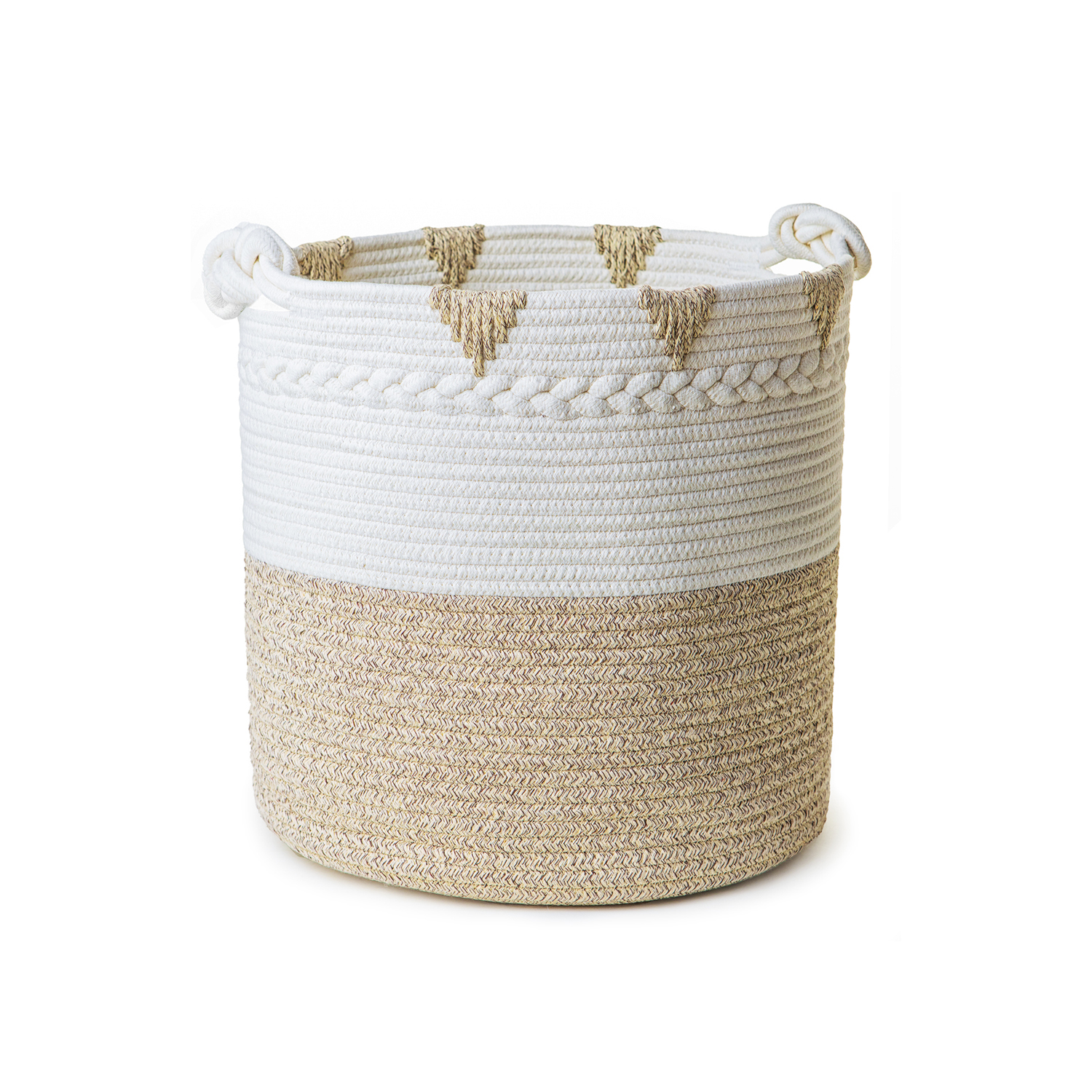Wholesale Large Collapsible Hamper Baskets, Foldable Cotton Rope Clothing Storage Baskets,Lundry Baskets with Handles
