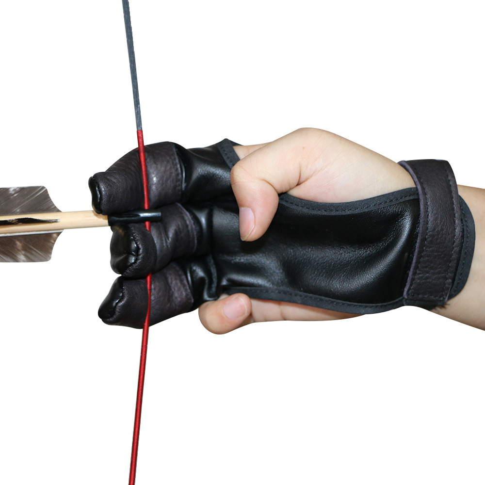 Thicken Traditional Bow And Arrow Deerskin Finger Guards Mitten Archery Protective Gear Mediterranean Three-Fingers Mitten